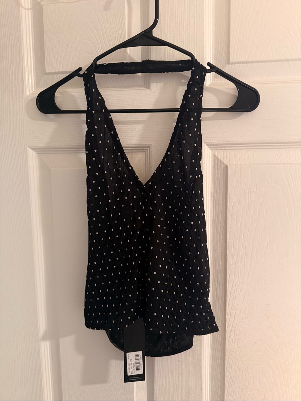 Lioness Black Polka Dot V-Neck Tie-Halter Camisole